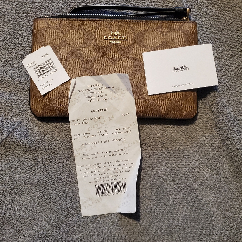 Coach zip long brown monogram Wristlet  wallet - Picture 7 of 7